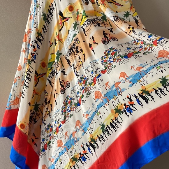 Deveaux- Silk Shirtdress Handkerchief Hem Summer Print Dress - Picture 8 of 15